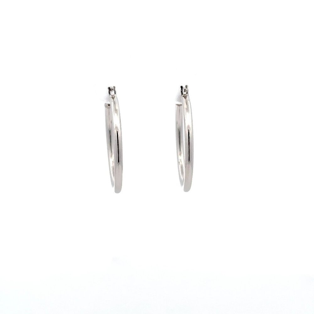 18K White Gold Earrings Hoops Loops 1.35 grams - Picture 6 of 9